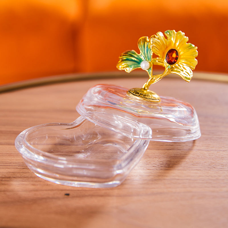 Heart-Shaped Clear Glass Decoration with Classic Floral Accent