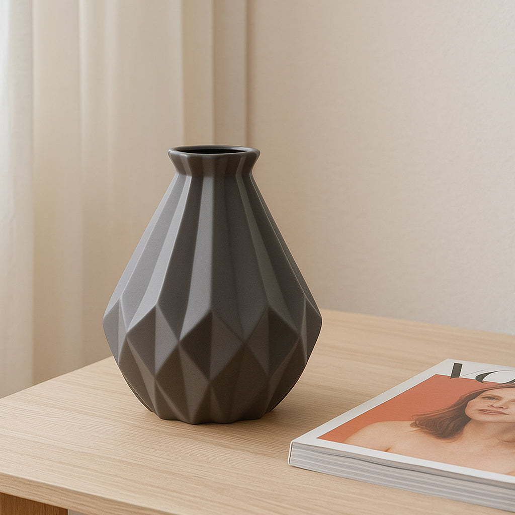 Grey Diamond Teardrop Vase