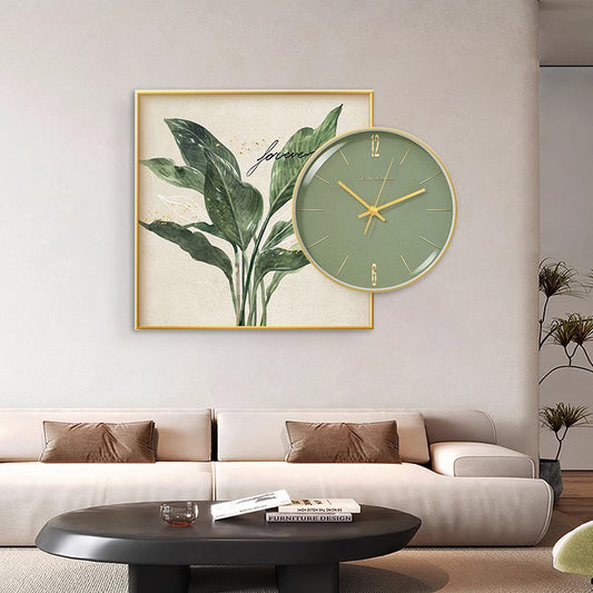 Leaf & Green Harmony Wall Clock Set