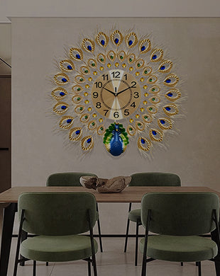 Gold Peacock Design Wall Clock