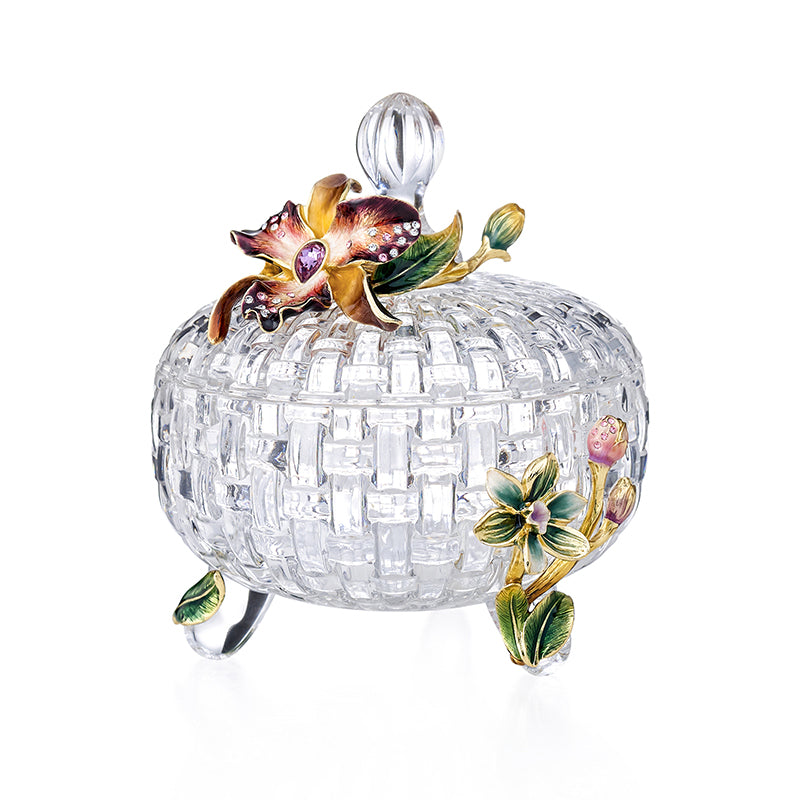 Clear Glass Decorative Bowl with Classic Floral Design