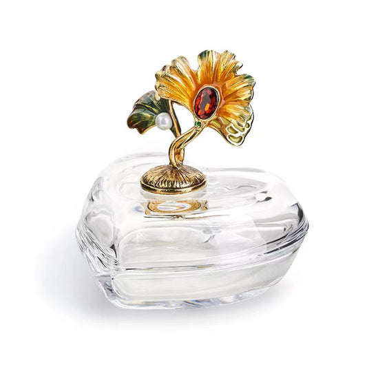 Heart-Shaped Clear Glass Decoration with Classic Floral Accent