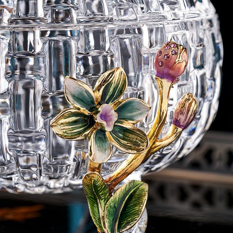Clear Glass Decorative Bowl with Classic Floral Design