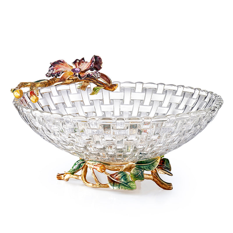 Classic Glass Bowl with Floral Decoration