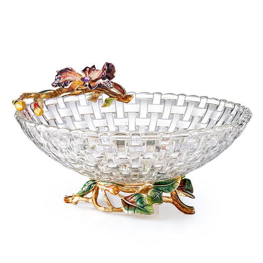 Classic Glass Bowl with Floral Decoration