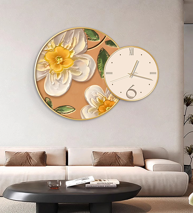 Floral Clock Wall Set
