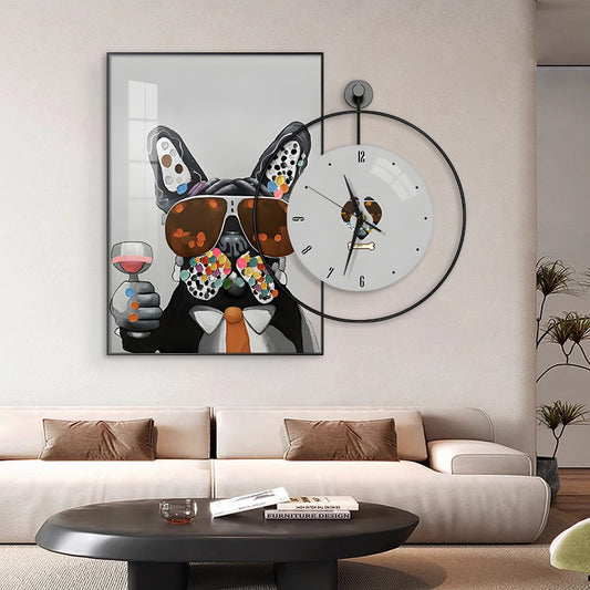 Dapper Dog Wall Art & Clock Set